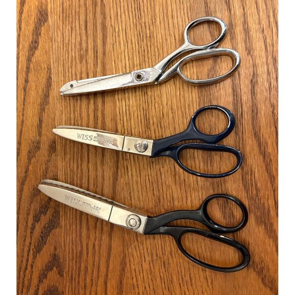 Vintage Wiss Scissors Set Of 3 - CB9 Pinking Shears SN7 Shears & Chrome Serrated - Picture 1 of 10